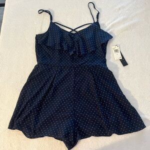 Trixxi Navy and White Polka Dot Romper